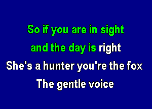 So if you are in sight

and the day is right
She's a hunter you're the fox
The gentle voice