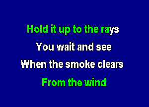 Hold it up to the rays

You wait and see
When the smoke clears

From the wind