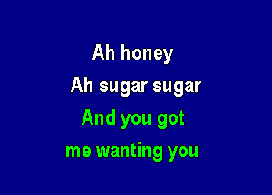 Ah honey
Ah sugar sugar

And you got

me wanting you