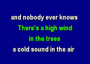 and nobody ever knows

There's a high wind

in the trees
a cold sound in the air