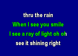 thru the rain
When I see you smile

lsee a ray of light oh oh

see it shining right