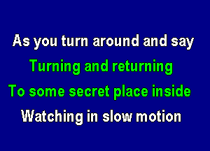 As you turn around and say
Turning and returning
To some secret place inside
Watching in slow motion