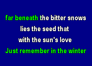 far beneath the bitter snows
lies the seed that
with the sun's love
Just remember in the winter