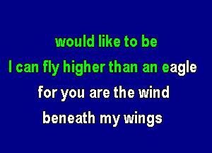 would like to be
I can fly higher than an eagle

for you are the wind

beneath my wings