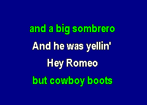 and a big sombrero
And he was yellin'
Hey Romeo

but cowboy boots