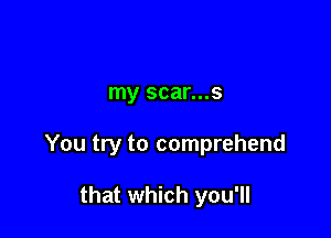 my scar...s

You try to comprehend

that which you'll