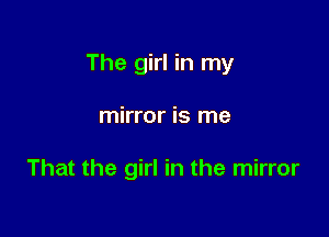 The girl in my

mirror is me

That the girl in the mirror