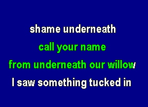 shame underneath
call your name
from underneath our willow

I saw something tucked in