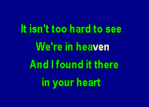 It isn't too hard to see
We're in heaven
And I found it there

in your heart