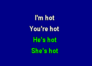 I'm hot

You're hot

He's hot
She's hot
