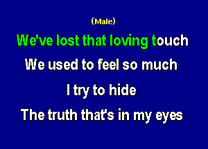 (Male)

We've lost that loving touch
We used to feel so much

ltry to hide

The truth thafs in my eyes
