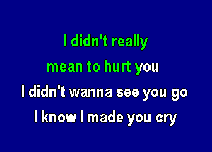 I didn't really
mean to hurt you

ldidn't wanna see you go

lknow I made you cry