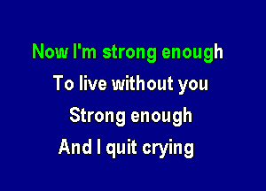 Now I'm strong enough
To live without you
Strong enough

And I quit crying