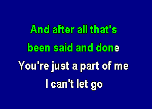 And after all that's
been said and done

You're just a part of me

I can't let go