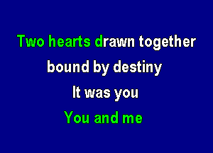 Two hearts drawn together

bound by destiny
It was you
You and me