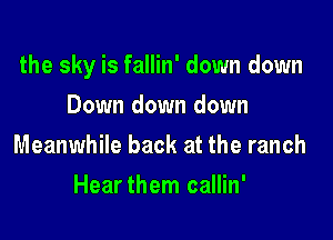 the sky is fallin' down down

Down down down
Meanwhile back at the ranch
Hearthem callin'