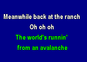 Meanwhile back at the ranch
Oh oh oh

The world's runnin'

from an avalanche