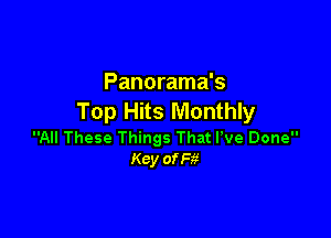 Panorama's
Top Hits Monthly

All These Things That I've Done
Key ong