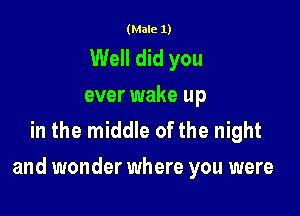 (Male 1)

Well did you

ever wake up
in the middle of the night

and wonder where you were