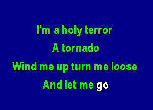 I'm a holy terror
A tornado
Wind me up turn me loose

And let me go