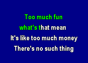 Too much fun
what's that mean

It's like too much money

There's no such thing