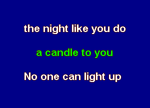 the night like you do

a candle to you

No one can light up