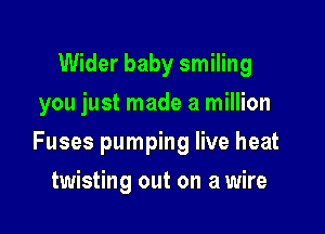 Wider baby smiling
you just made a million

Fuses pumping live heat

twisting out on a wire