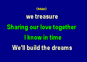 (Male)

we treasure

Sharing our love together

I know in time
We'll build the dreams