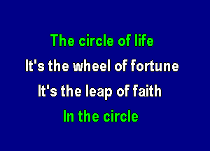 The circle of life
It's the wheel of fortune

It's the leap of faith
In the circle