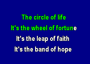 The circle of life
It's the wheel of fortune

It's the leap of faith
It's the band of hope