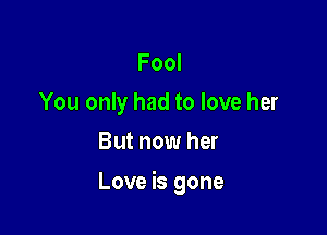 Fool
You only had to love her
But now her

Love is gone