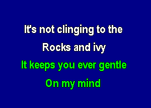 It's not clinging to the

Rocks and ivy
It keeps you ever gentle

On my mind