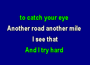 to catch your eye

Another road another mile
I see that
And I try hard