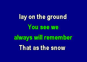 lay on the ground

You see we
always will remember
That as the snow