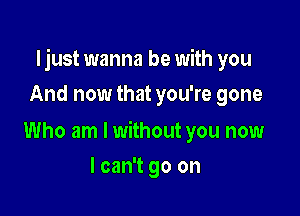 Ijust wanna be with you

And now that you're gone

Who am I without you now
I can't go on