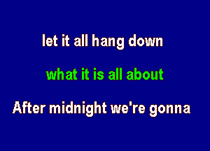let it all hang down

what it is all about

After midnight we're gonna