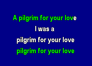 A pilgrim for your love
I was a
pilgrim for your love

pilgrim for your love