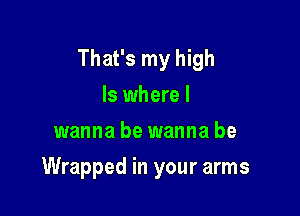 That's my high

Is where I
wanna be wanna be
Wrapped in your arms