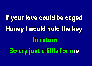 If your love could be caged

Honey I would hold the key

In return
80 cryjust a little for me