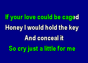 If your love could be caged
Honey I would hold the key
And conceal it

So cryjust a little for me