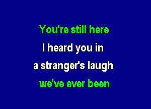 You're still here

I heard you in

a strangers laugh
we've ever been