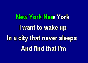 New York New York
I want to wake up

In a city that never sleeps
And find that I'm