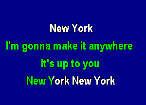New York
I'm gonna make it anywhere

It's up to you
New York New York