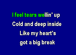 lfeel tears wellin' up

Cold and deep inside
Like my heart's
got a big break