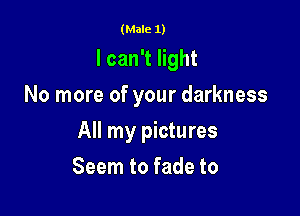 (Male 1)

I can't light
No more of your darkness

All my pictures

Seem to fade to