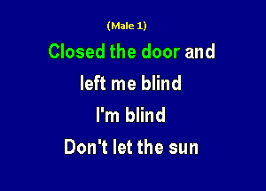 (Male 1)

Closed the door and
left me blind
I'm blind

Don't let the sun