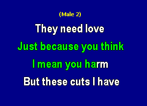 (Male 2)

They need love

Just because you think

lmean you harm
But these cuts I have
