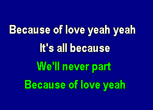 Because of love yeah yeah
It's all because
We'll never part

Because of love yeah