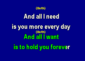 (Both)

And all I need
is you more every day

(Both)

And all I want
is to hold you forever