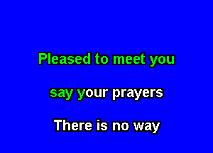 Pleased to meet you

say your prayers

There is no way